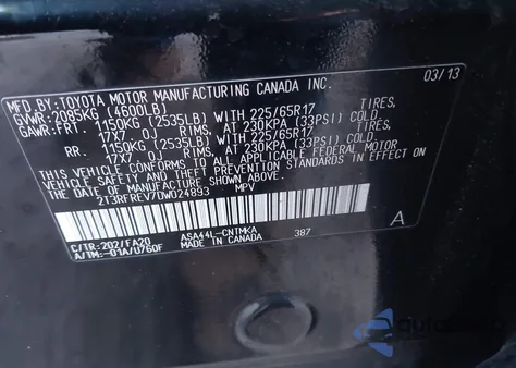 2013 Toyota Rav4 Xle z USA, uszkodzony, nr VIN 2T3RFREV7DW024893